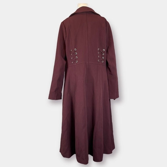 Guess Like- New Trench Jacket Coat Long Sleeve Wine Burgundy Size Large - Picture 2 of 7
